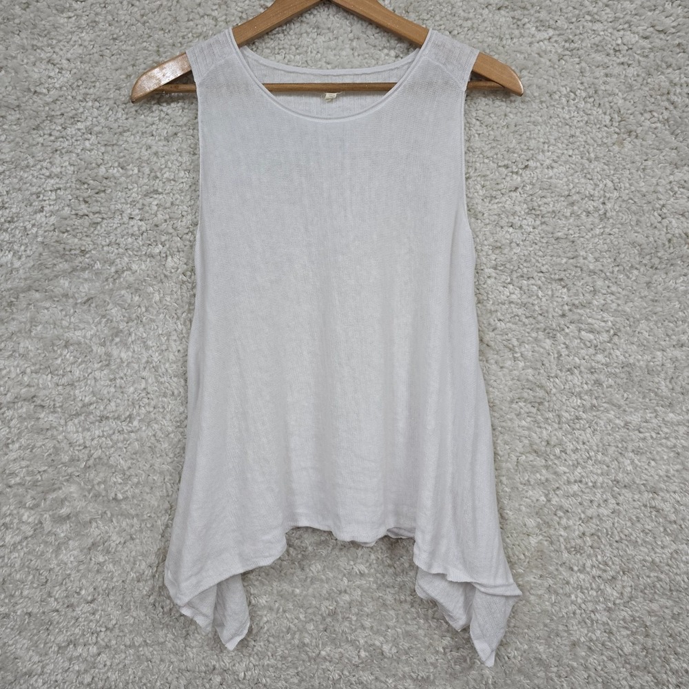 Eileen Fisher Womens Linen Sleeveless Tank Top White Size M Minimalist Coastal